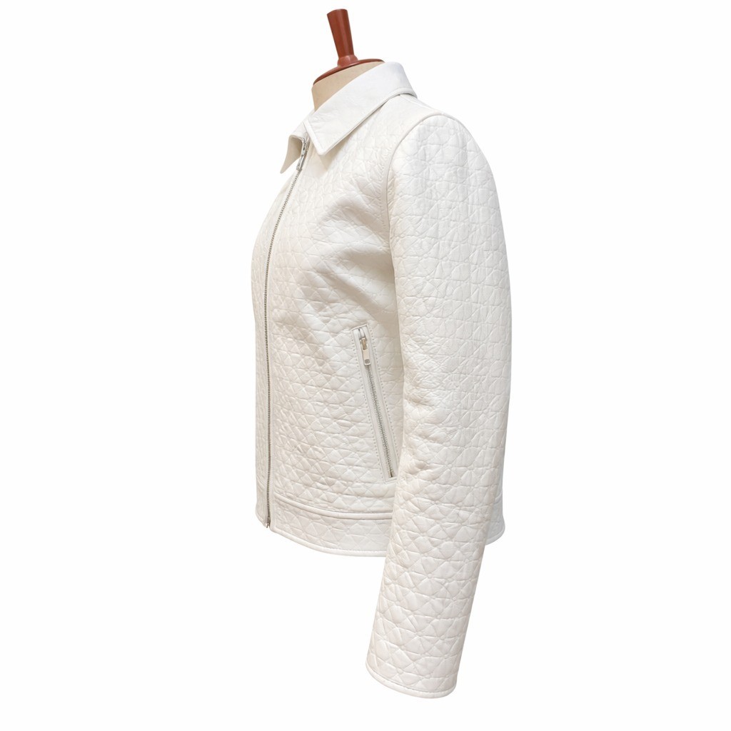 Men’s White Crocodile Texture Leather Jacket Zip Up Fashion Biker Coat.