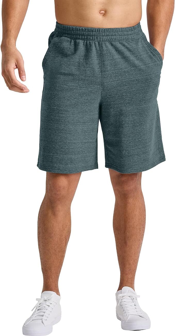 Hanes Mens Sweat Shorts Tri-Blend French Terry Pockets Elastic Waist 9 in Inseam