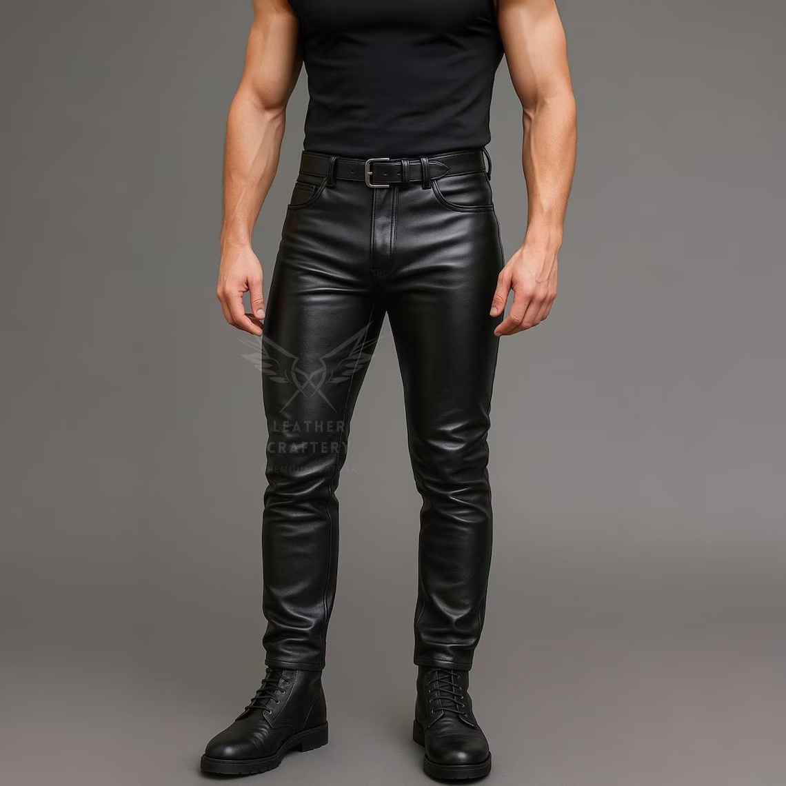 Handmade Men’s Genuine Sheep Leather Party Pants Slim Fit Real Leather Trousers
