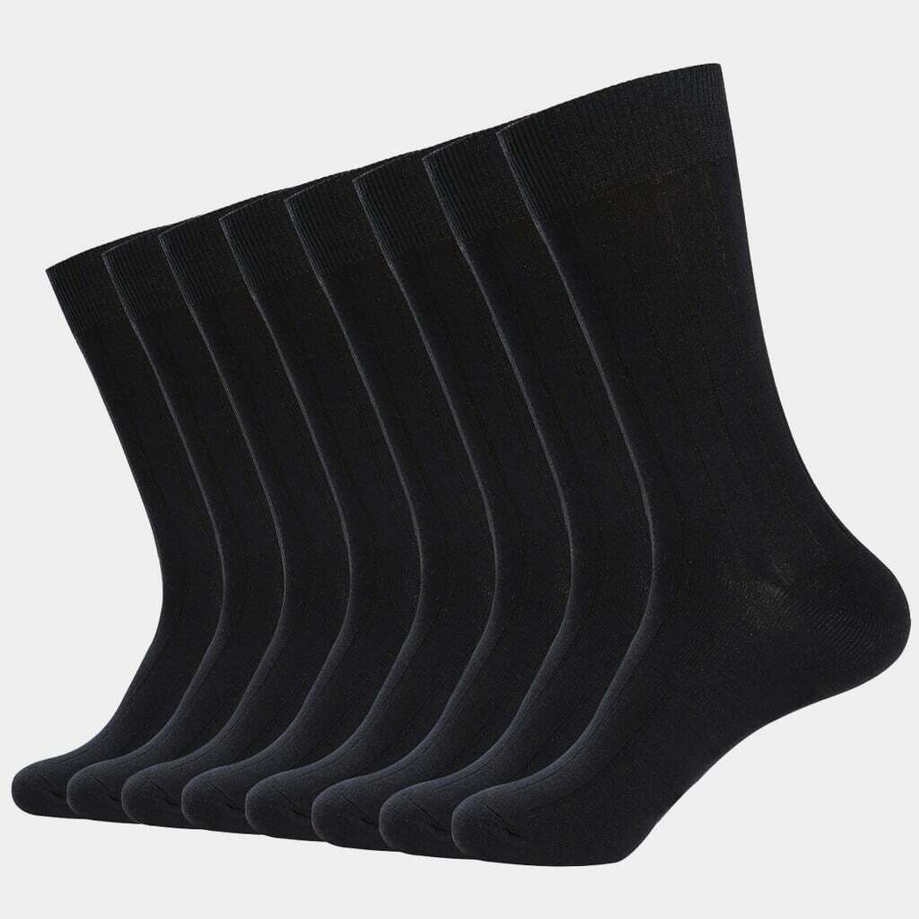 3-12 Pairs Men Solid Black Crew Dress Socks Casual Formal Cotton Size 10-13
