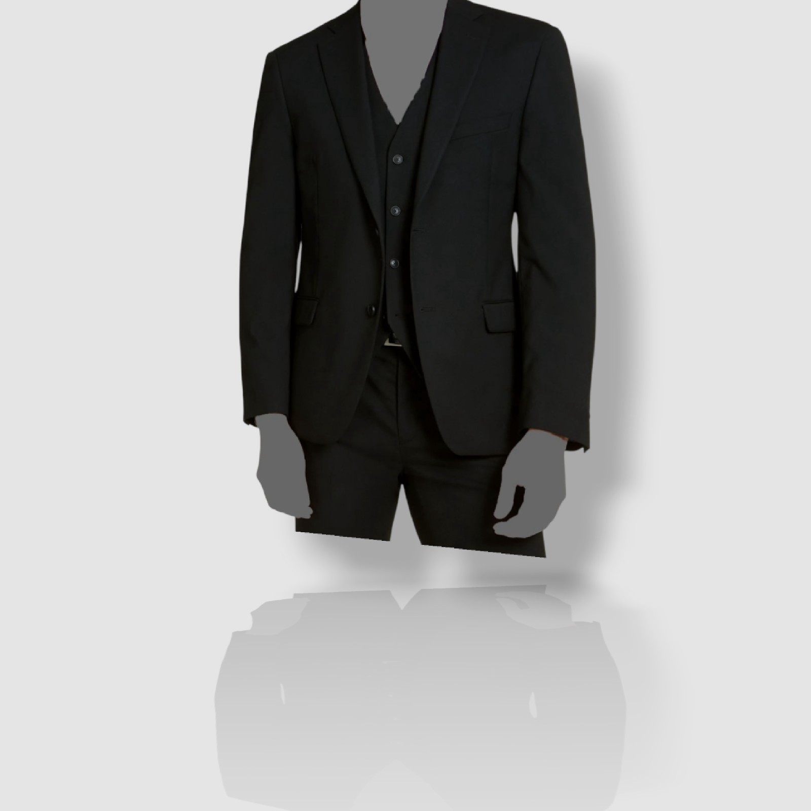Alfani Men’s Black Slim-Fit Jacket Vest Pants 3-Piece Suit Size 40R 34W 30L