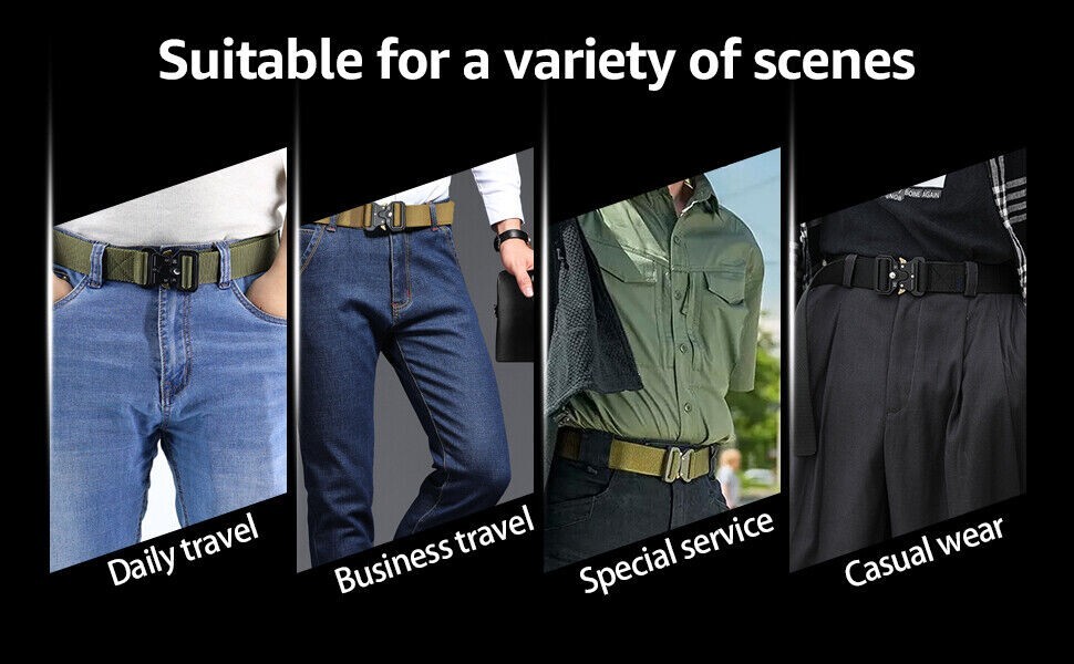 MEN Casual Military Tactical Army Adjustable Quick Release Belts Pants Waistband