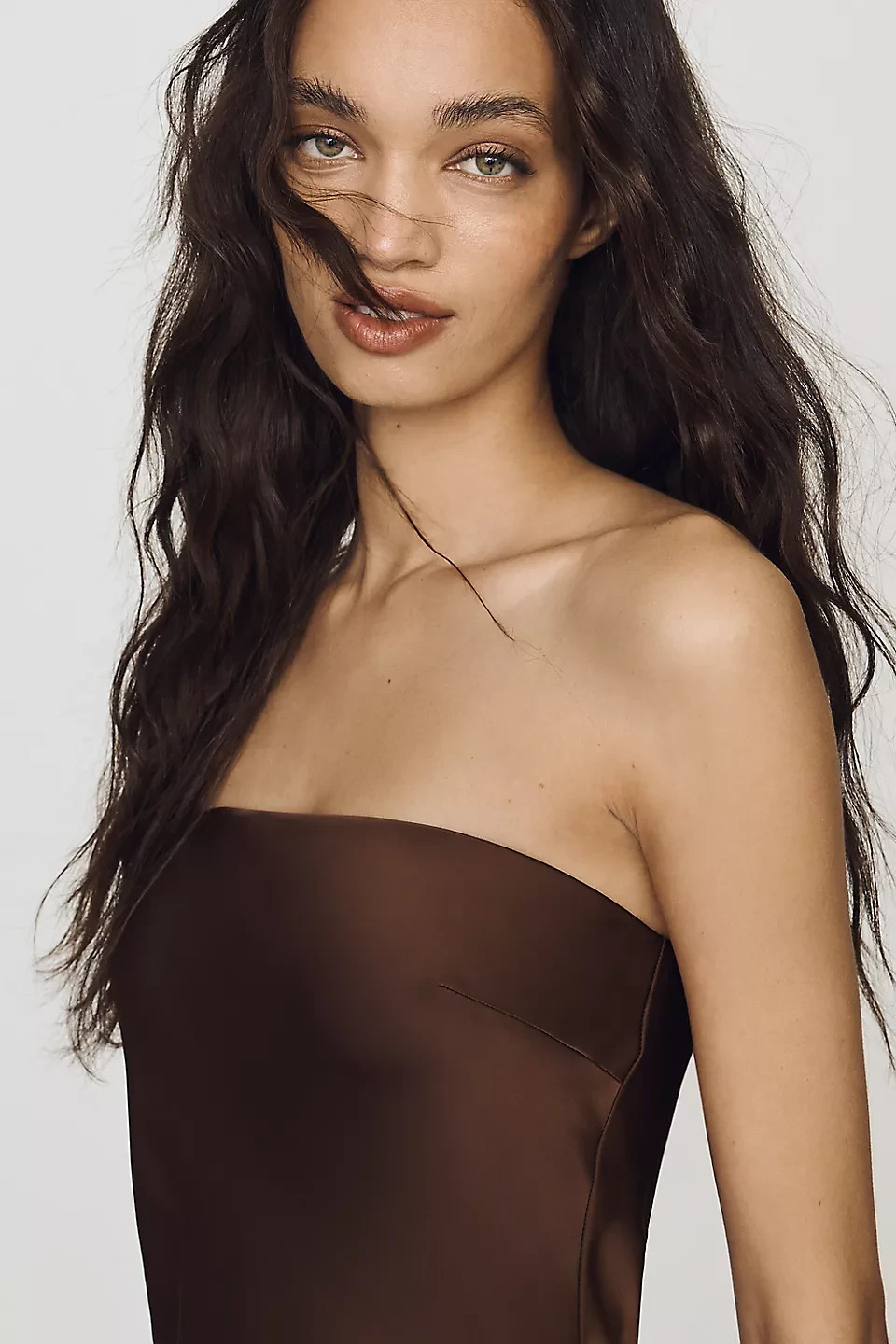 Anthropologie – Fleur Strapless Satin Maxi Slip Dress