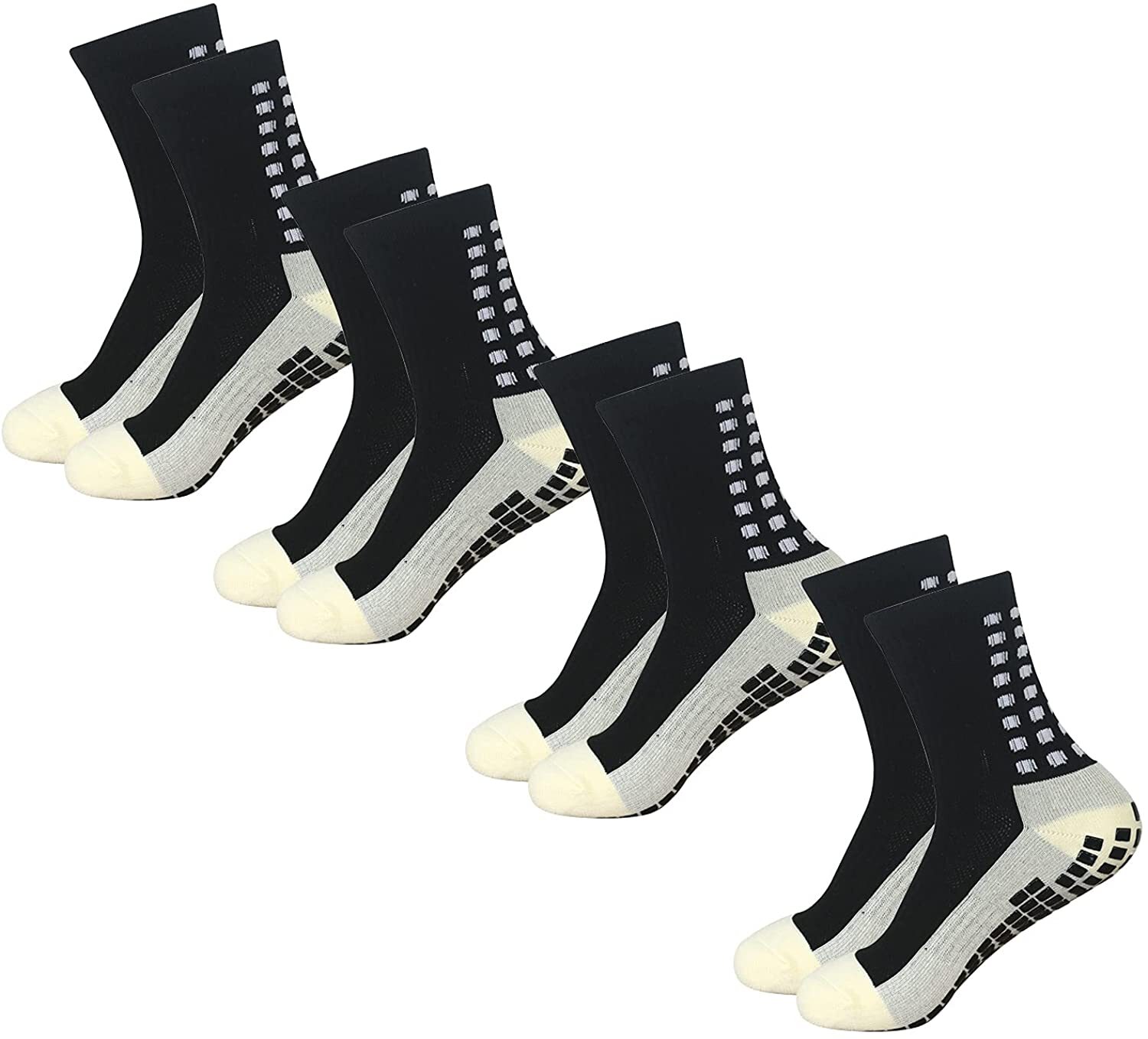 4 Pair Sport Socks Anti Slip W/ Grip Soccer Men Football Basketball Sock Premium