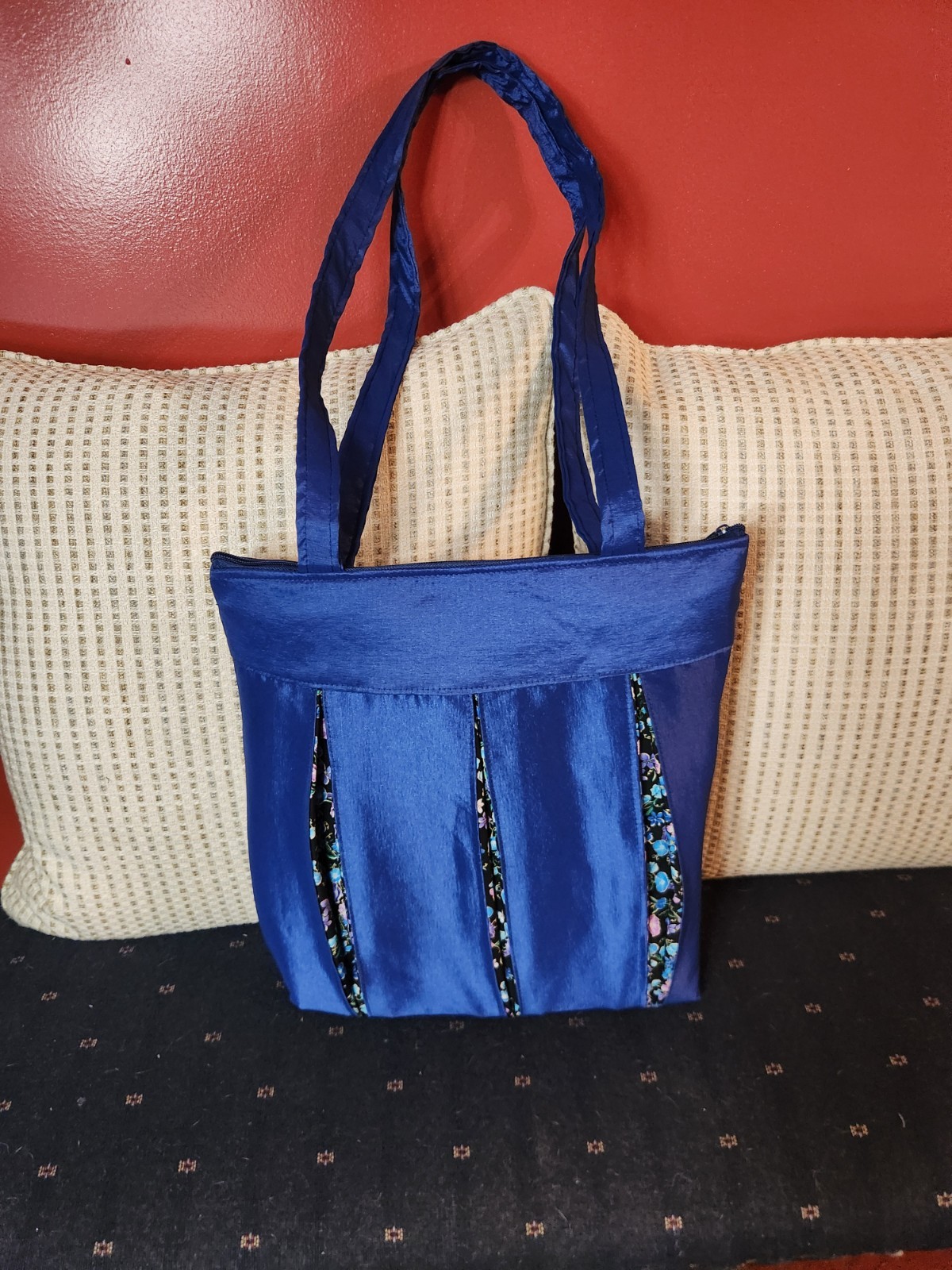 Royal Blue Satin Tote Bag
