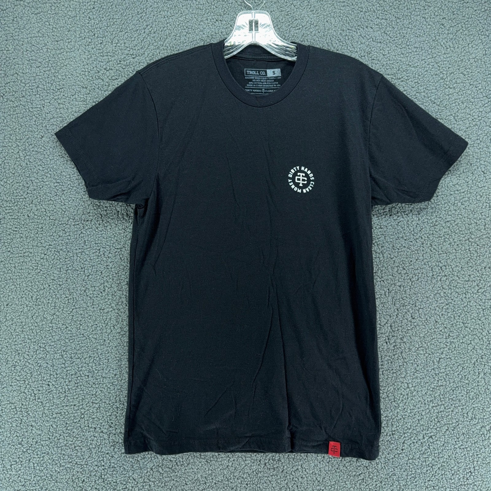 Troll Co T Shirt Mens Small Black Dirty Hands Clean Money Graphic Back Workwear
