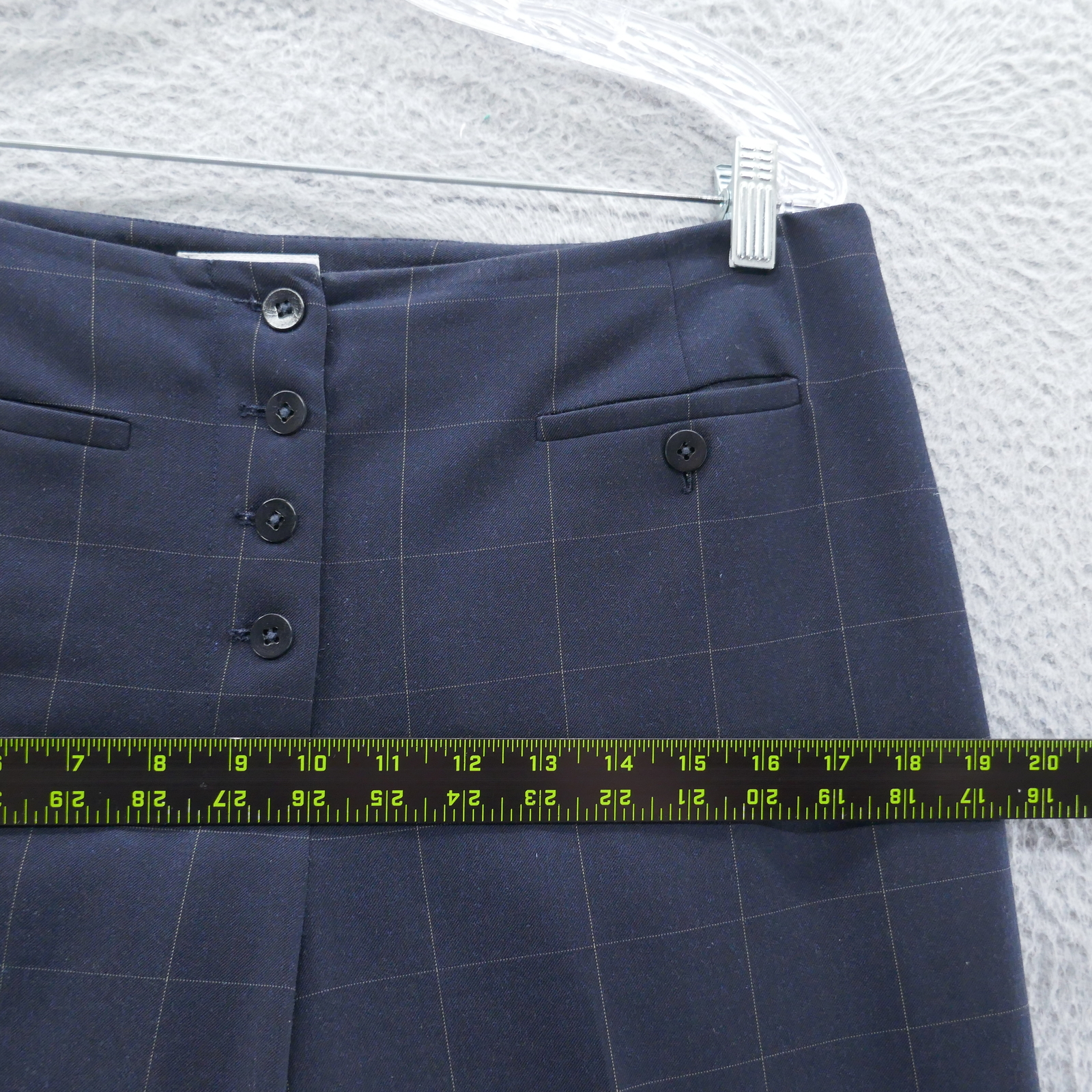 Talbots Collection Womens Plaid Dress Pants 12 Blue Stretch Four Button Career