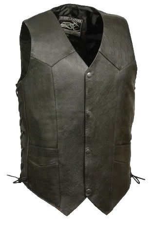 MEN’S RIDERS CLASSIC PLAIN BIKER VEST Police Vest WITH SNAP BUTTONS SIDE LACE SL