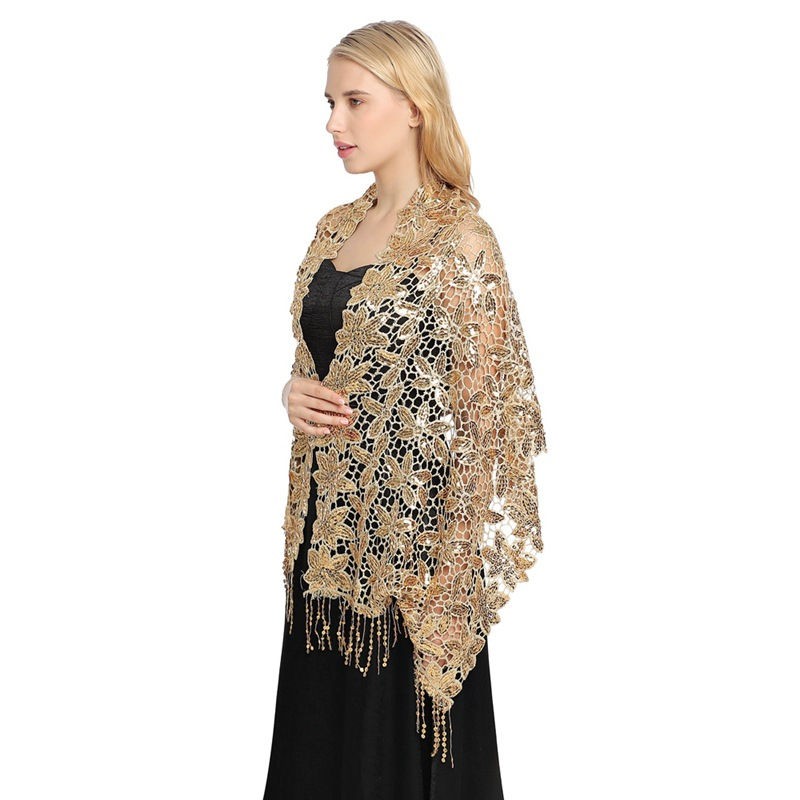 Sequin Tassel Shawl Water Soluble High-End Evening Gown Shawl Cheongsam Women