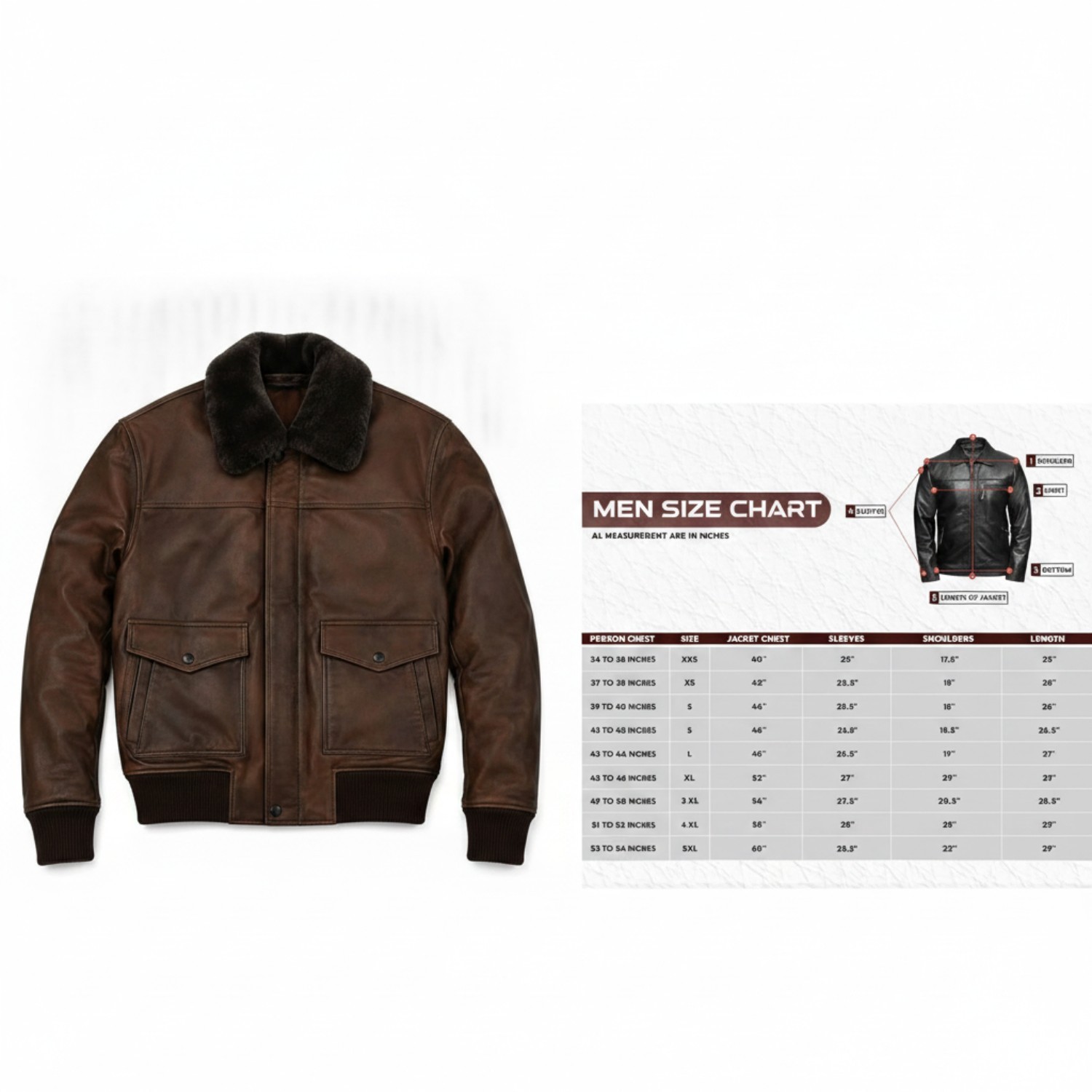 Mens Brown Real Leather Bomber Jacket G-1 Flight Pilot Winter Coat Fur Collar