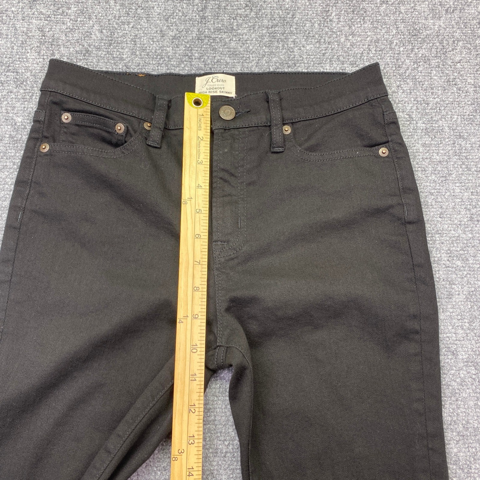 J.Crew Lookout High Rise Skinny Jeans Black Distressed Raw Hem 28P F7138
