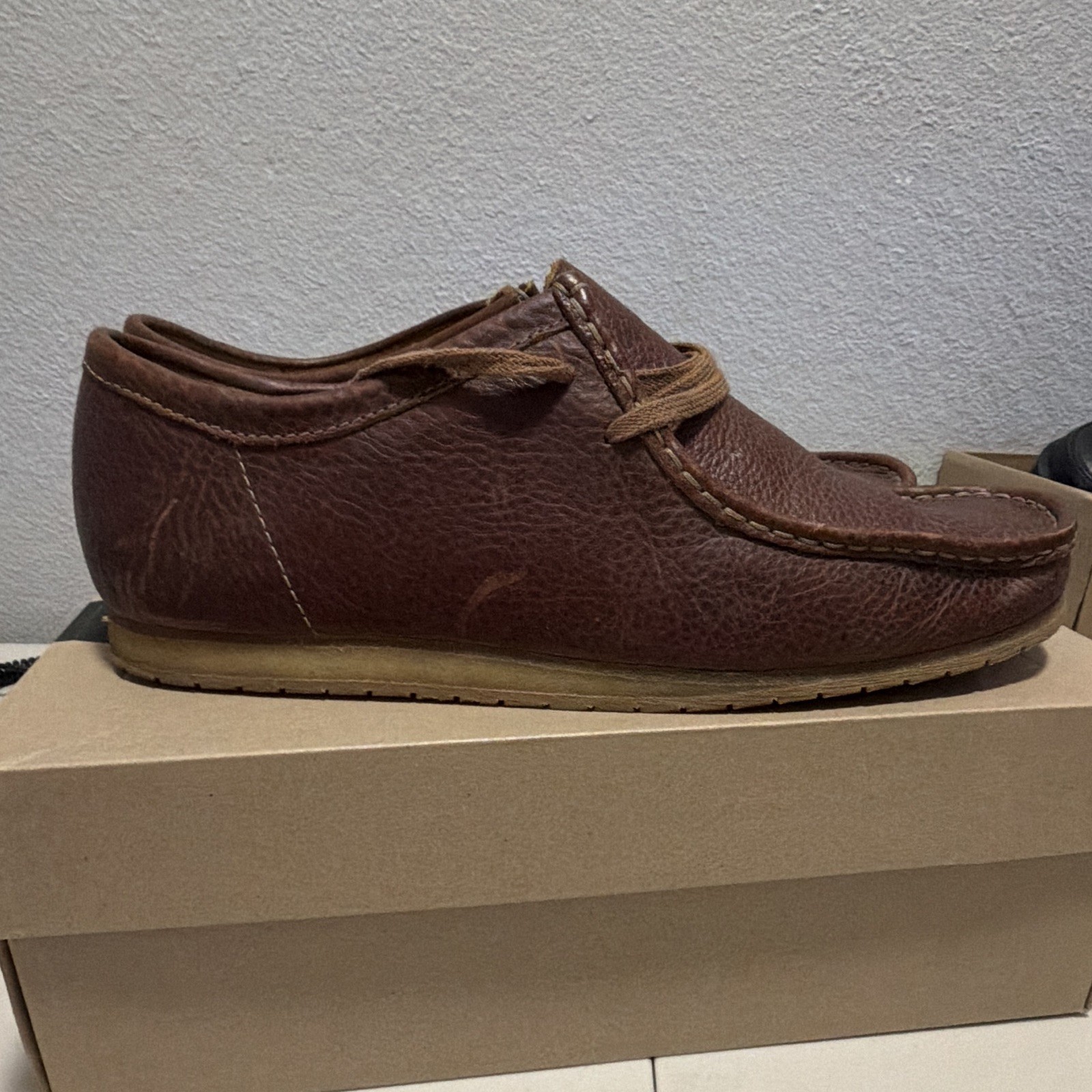 Clarks Wallabee Step Men’s Brown Synthetic Moc Toe Lace-Up Shoes US 12 M