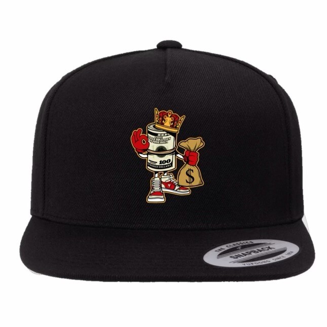 Money Roll King Holding Bag Stack Cash Hustler Trucker / Snapback Hat – Black
