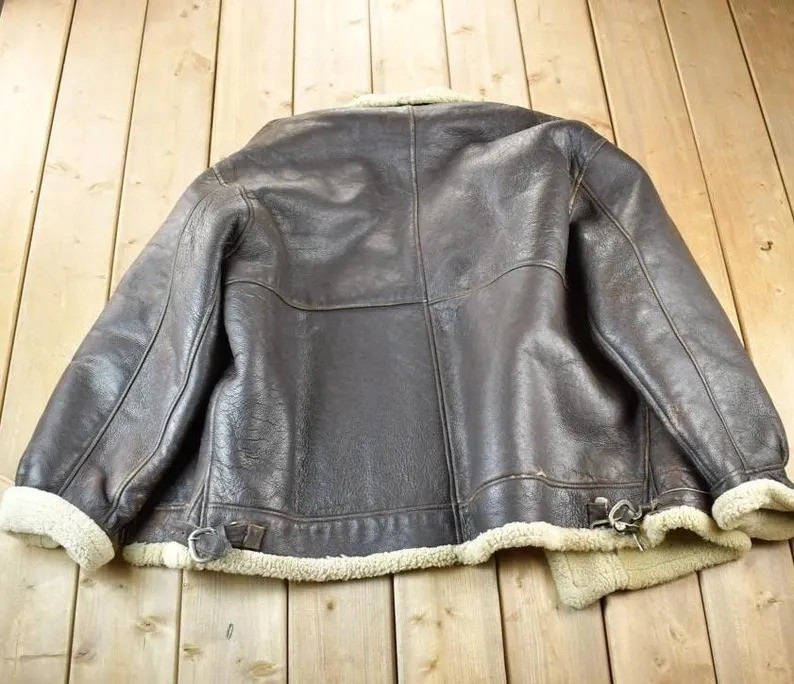 Vintage B3 Aviator Leather Bomber Jacket Men’s Brown Flight Pilot Winter Coat