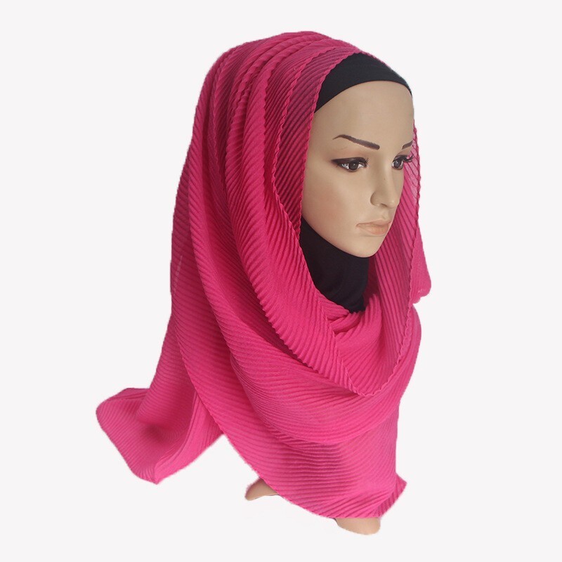Lady Fold Wrinkle Muslim Cotton Wrap Scarf Linen Headscarf Fashion Hijab Shawl