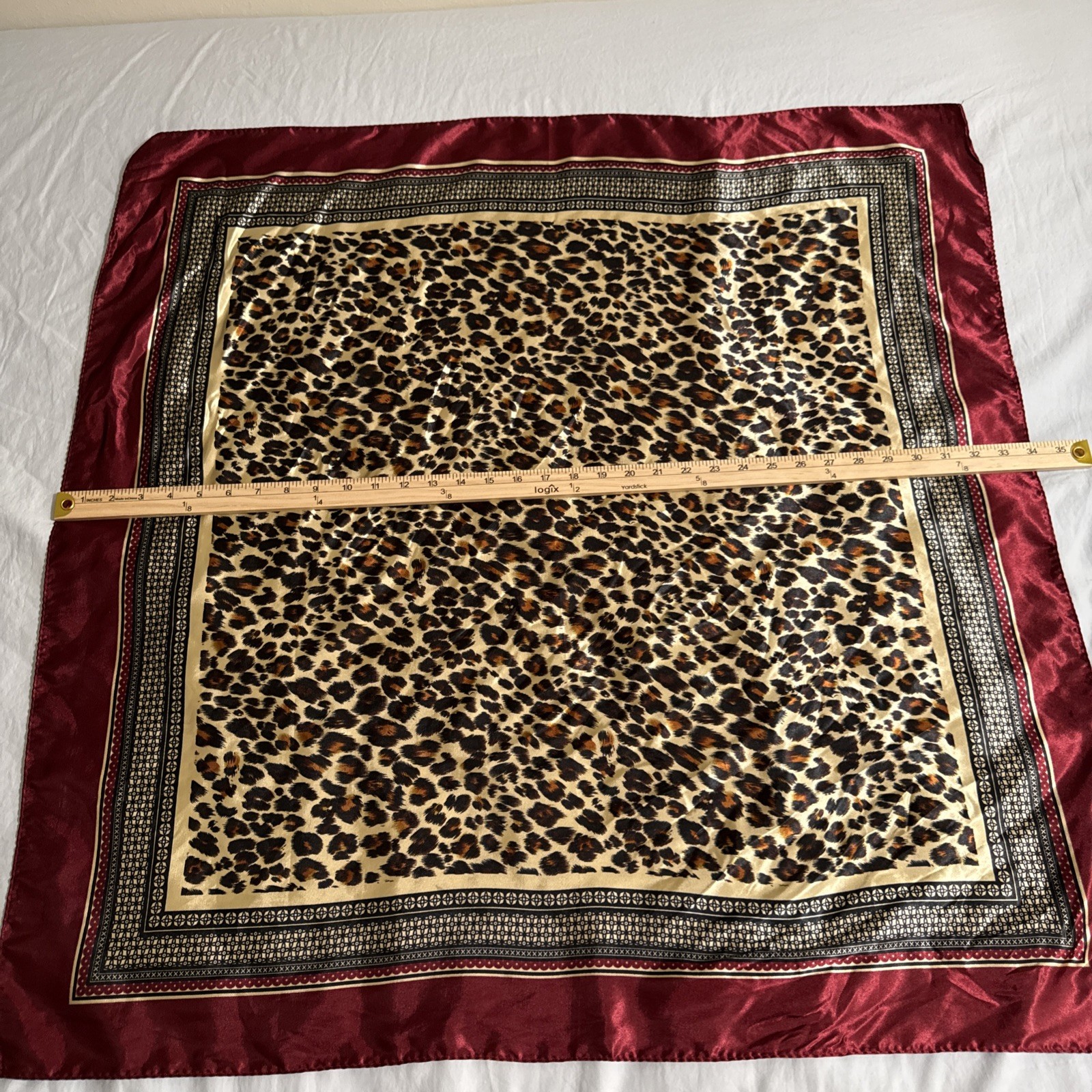 Satin Scarf Silk Feel Neckerchief Head Wrap Bandanna XXL 34in X 34in Cheetah