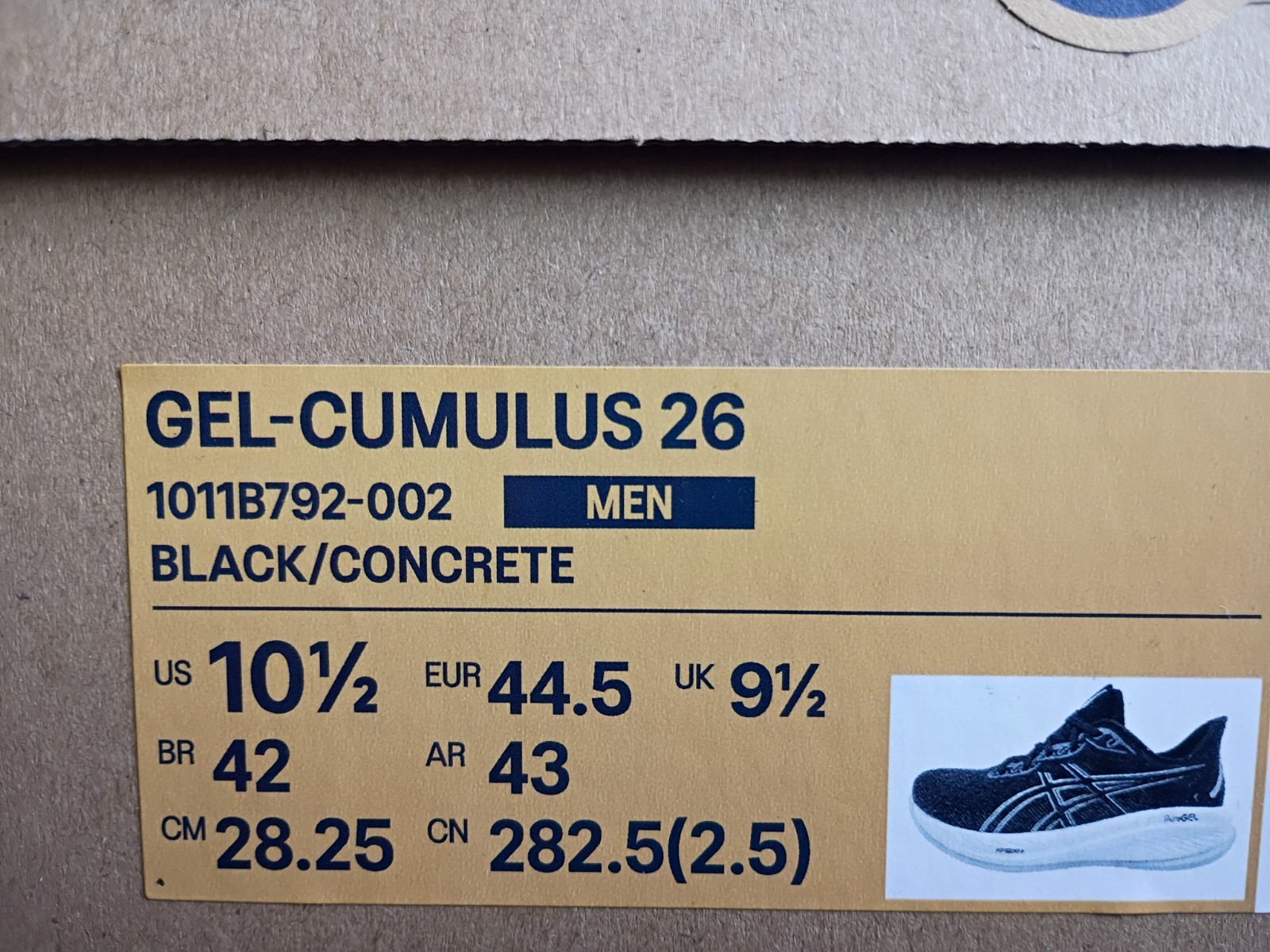 ASICS GEL-Cumulus 26 Men’s Running Shoes Black/Concrete 1011B792-002