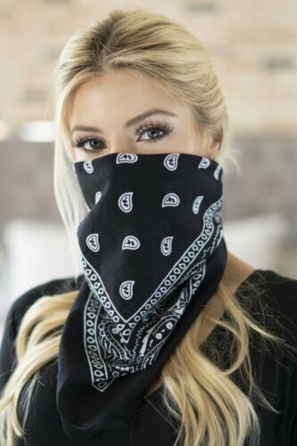 2 Pack Bandana 100% Cotton Paisley Print Double-Sided Scarf Head Neck Face Mask