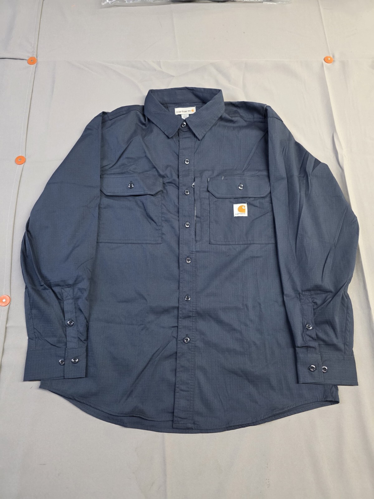 Carhartt Mens Long-Sleeve Button-Down Work Shirt, Navy