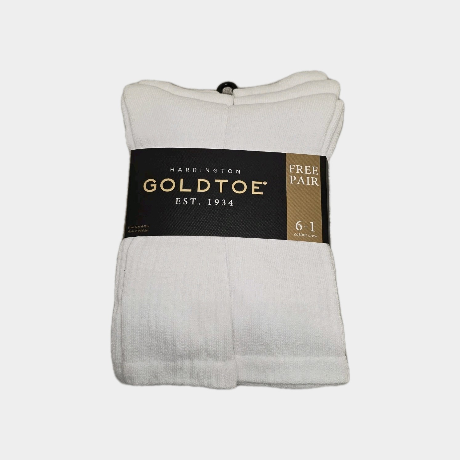 New GoldToe Men’s White Crew Socks 7 Pack Harrington Collection Size 6-12.5