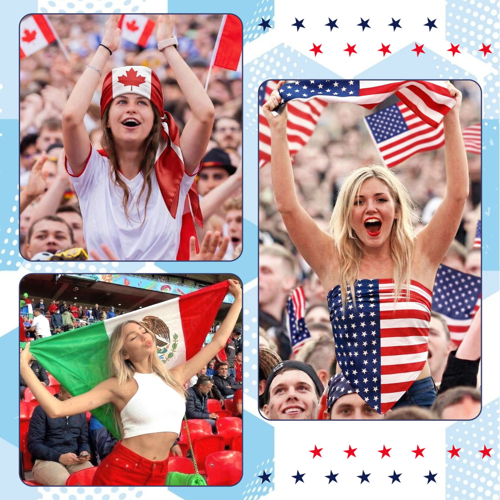 Patriotic USA-Canada-Mexico Flag Bandana, Sports Head Wrap for Soccer Fans