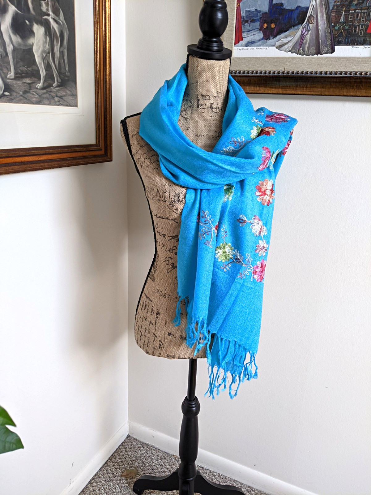 MEXICAN EMBROIDERED SOFT FRINGED SHAWL REBOZO WRAP 72 X 28 – MADE in MEXICO