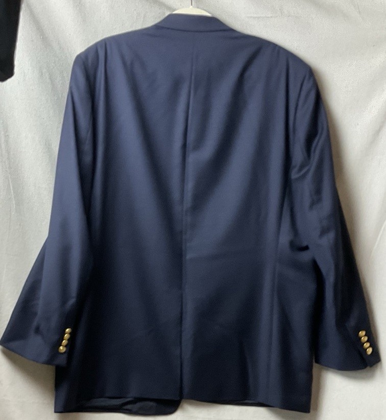 Lauren Ralph Lauren Navy 100% Wool Blazer Men’s 50L Gold Buttons Inner Pockets