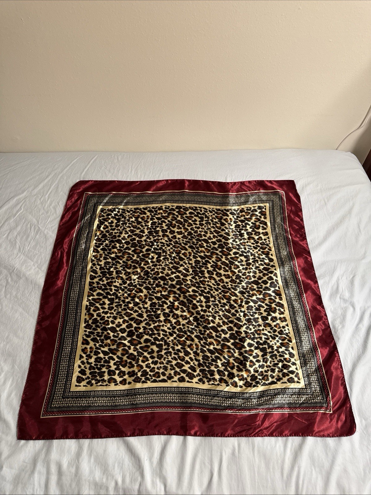 Satin Scarf Silk Feel Neckerchief Head Wrap Bandanna XXL 34in X 34in Cheetah