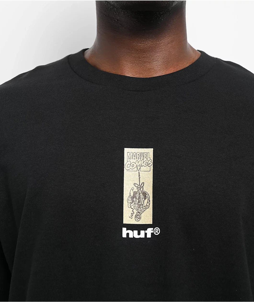 HUF x Marvel Spider-Man Arachknight Black T-Shirt Adult Medium Gold Foil New NWT
