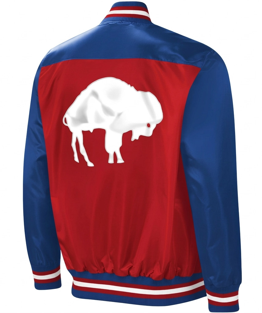 Buffalo Bills Blue Red Satin Letterman Jacket Varsity Jacket All Sizes Available