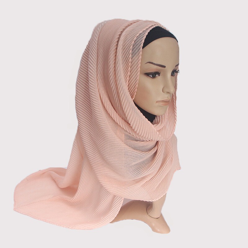 Lady Fold Wrinkle Muslim Cotton Wrap Scarf Linen Headscarf Fashion Hijab Shawl