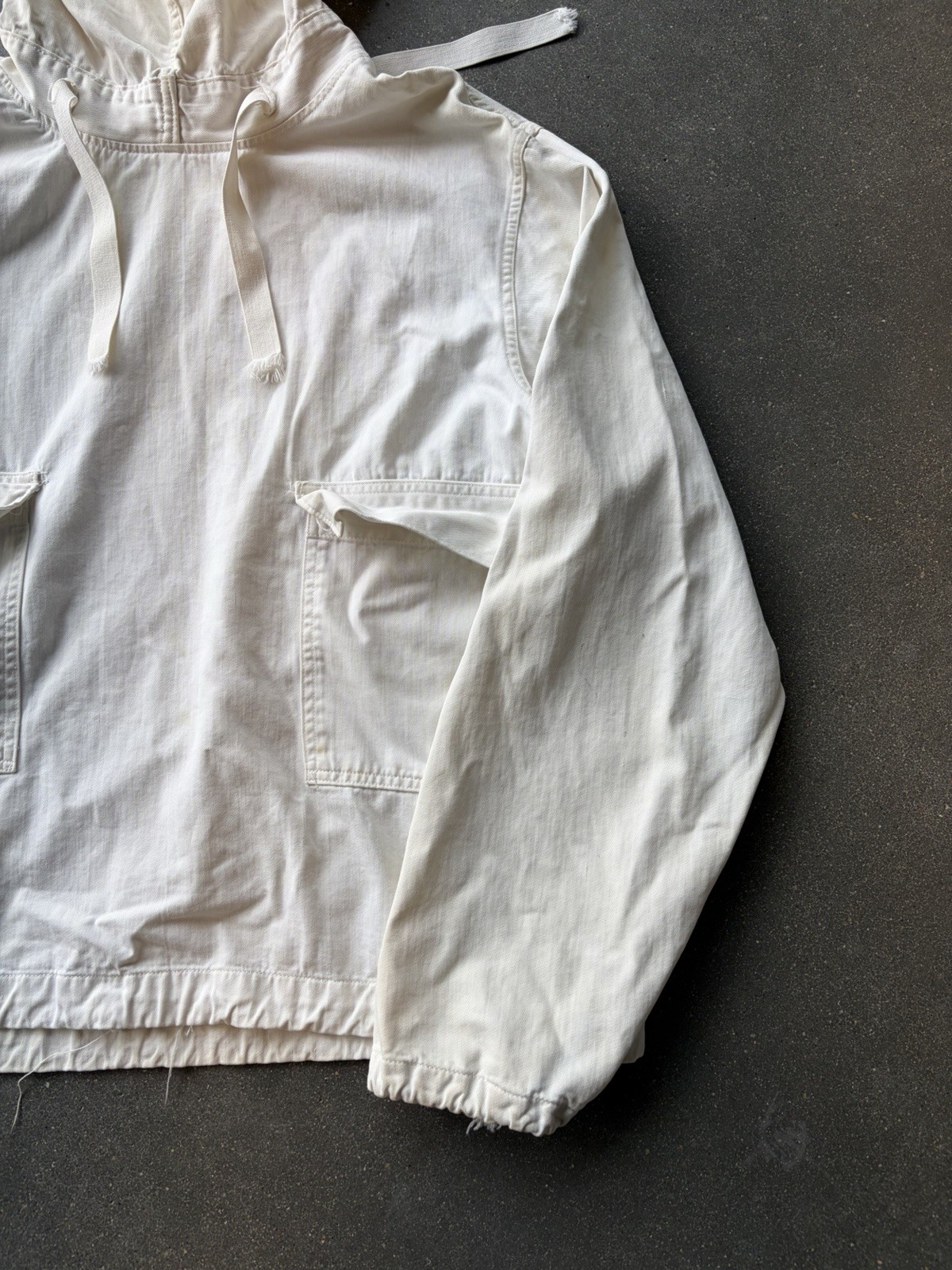 1940s WWII USN US Navy Salvage White Gunner Smock Anorak Jacket