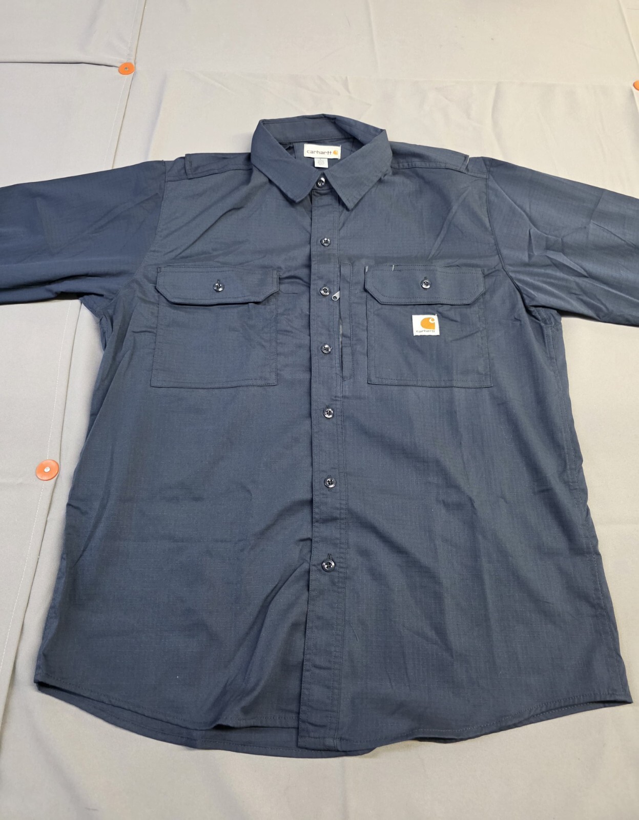 Carhartt Mens Long-Sleeve Button-Down Work Shirt, Navy