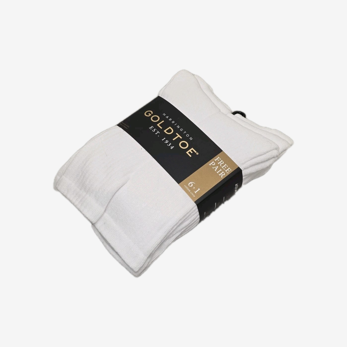 New GoldToe Men’s White Crew Socks 7 Pack Harrington Collection Size 6-12.5