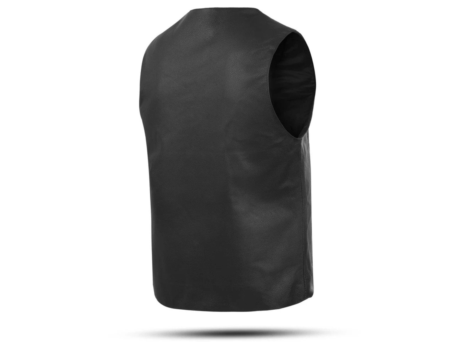 Men’s Black Leather Biker Vest V-Neck Motorcycle Waistcoat Snap Front Classic