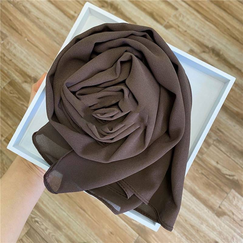 Chiffon Scarf Soft Elegant Sarong High Quality Shawl Wrap Plain Maxi