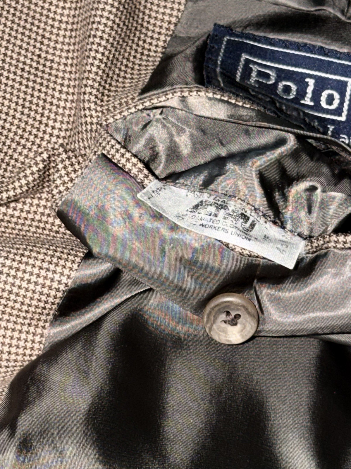 Rare Vintage POLO Ralph Lauren 3 Piece Suit Tan/Brown Puppytooth Check 44/5L USA