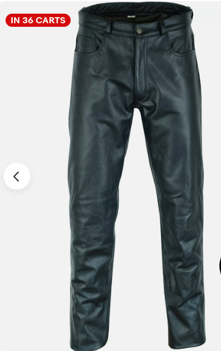 Mens Biker Jeans Real Black Or Cow Leather Sleek And Sexy 501 Style Pants New