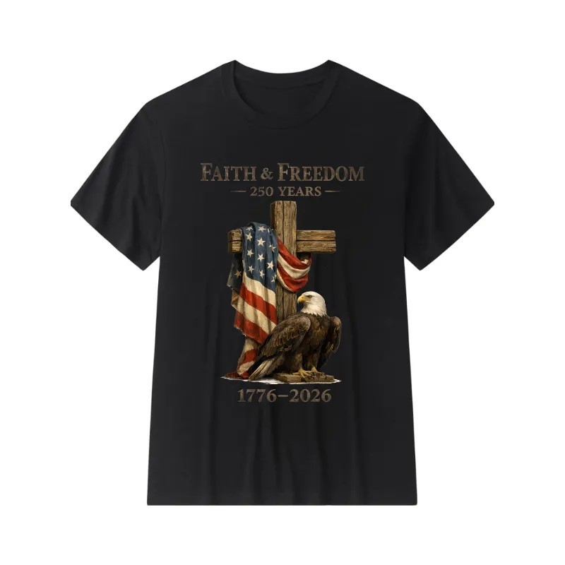 250 Years Anniversary USA T-Shirt America Eagle Faith & Freedom Unisex Cotton
