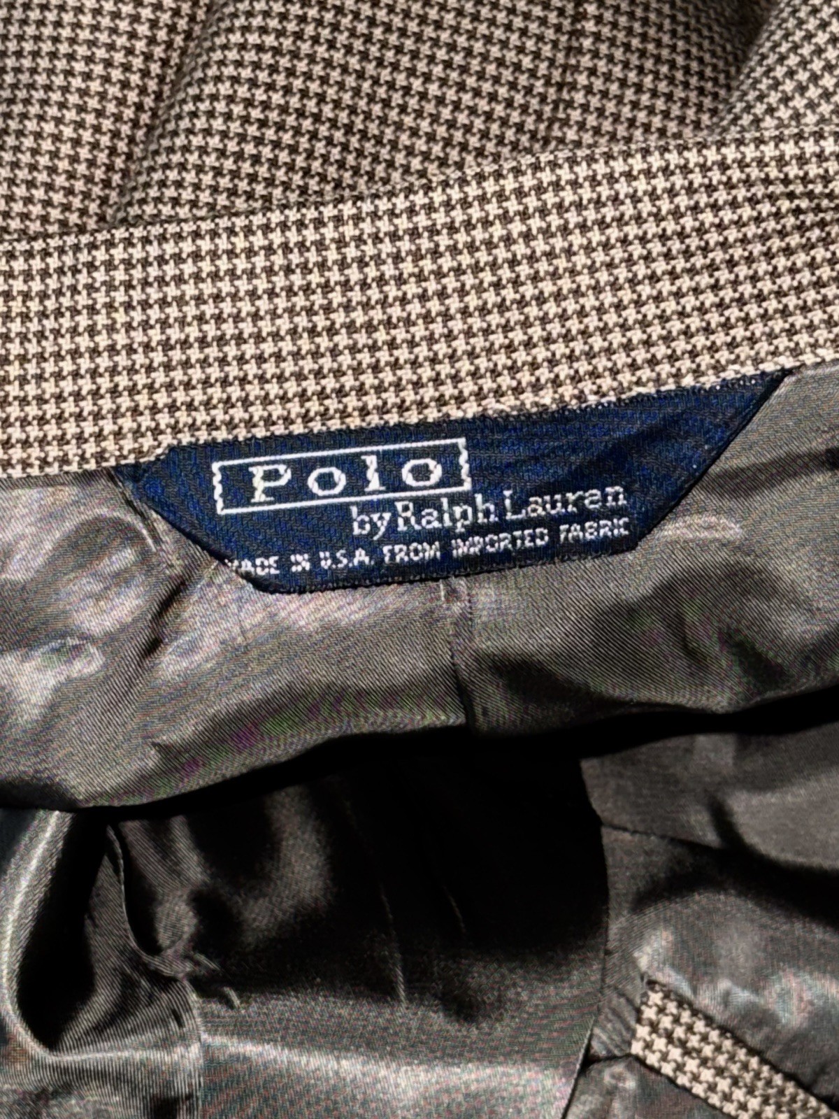 Rare Vintage POLO Ralph Lauren 3 Piece Suit Tan/Brown Puppytooth Check 44/5L USA