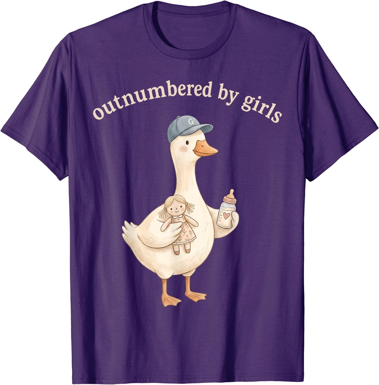 Outnumbered By Girls Funny Dad Goose Family Life T-Shirt