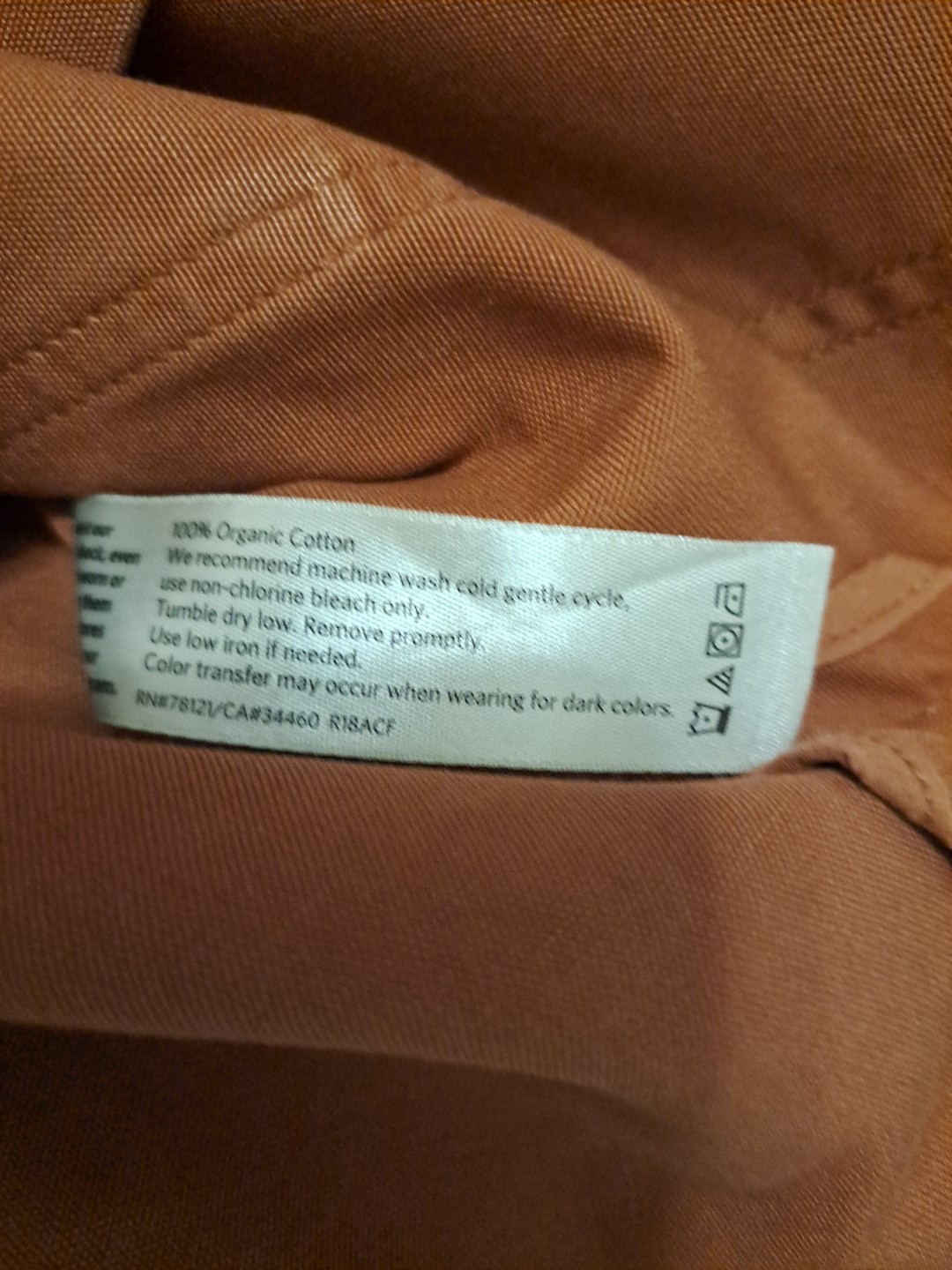 Eileen Fisher Terracotta Mandarin Collar Orga.Cotton L EUC Returns Accepted