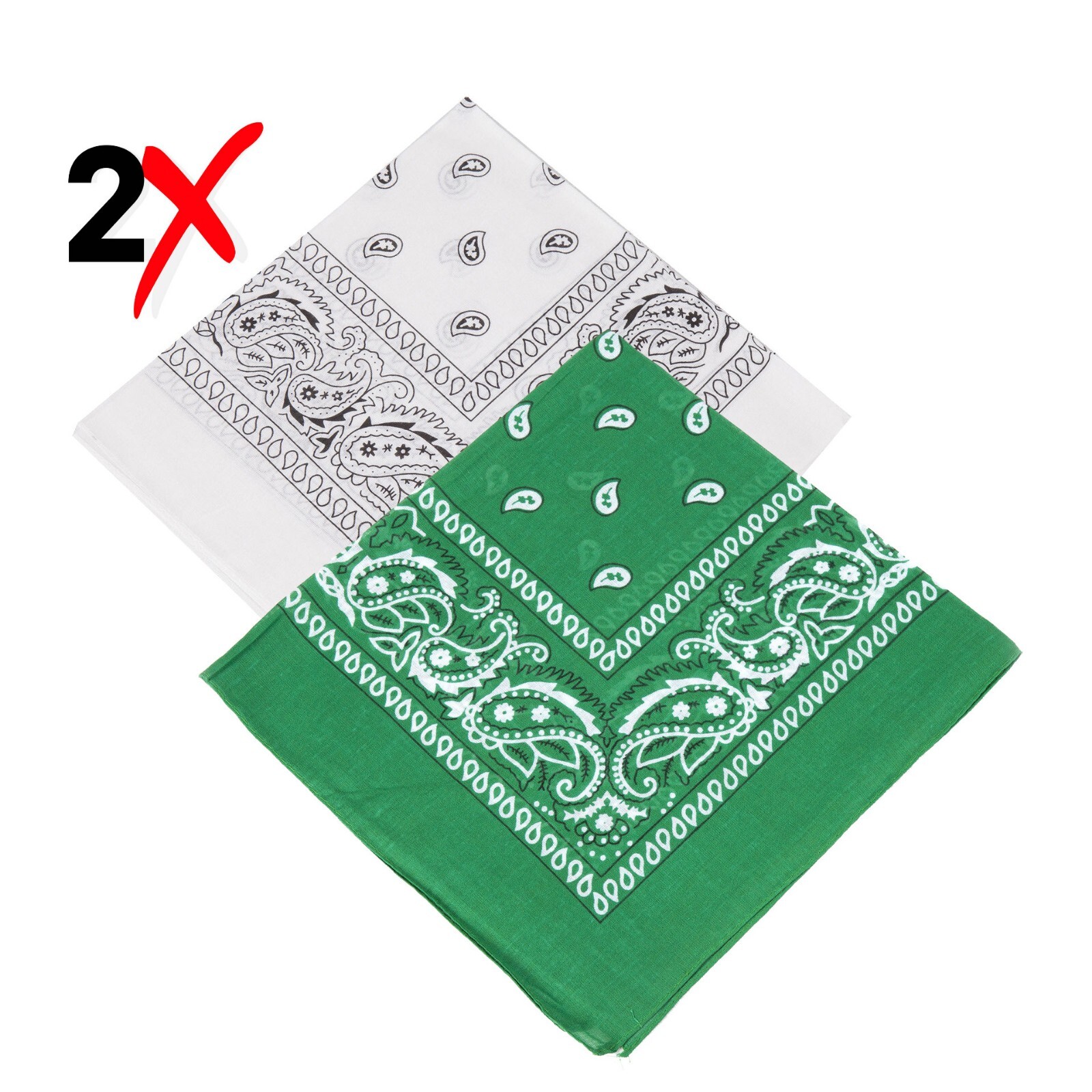 2-Pack Bandana 100% Cotton Paisley Print Double-Sided Scarf Head Neck Face Mask