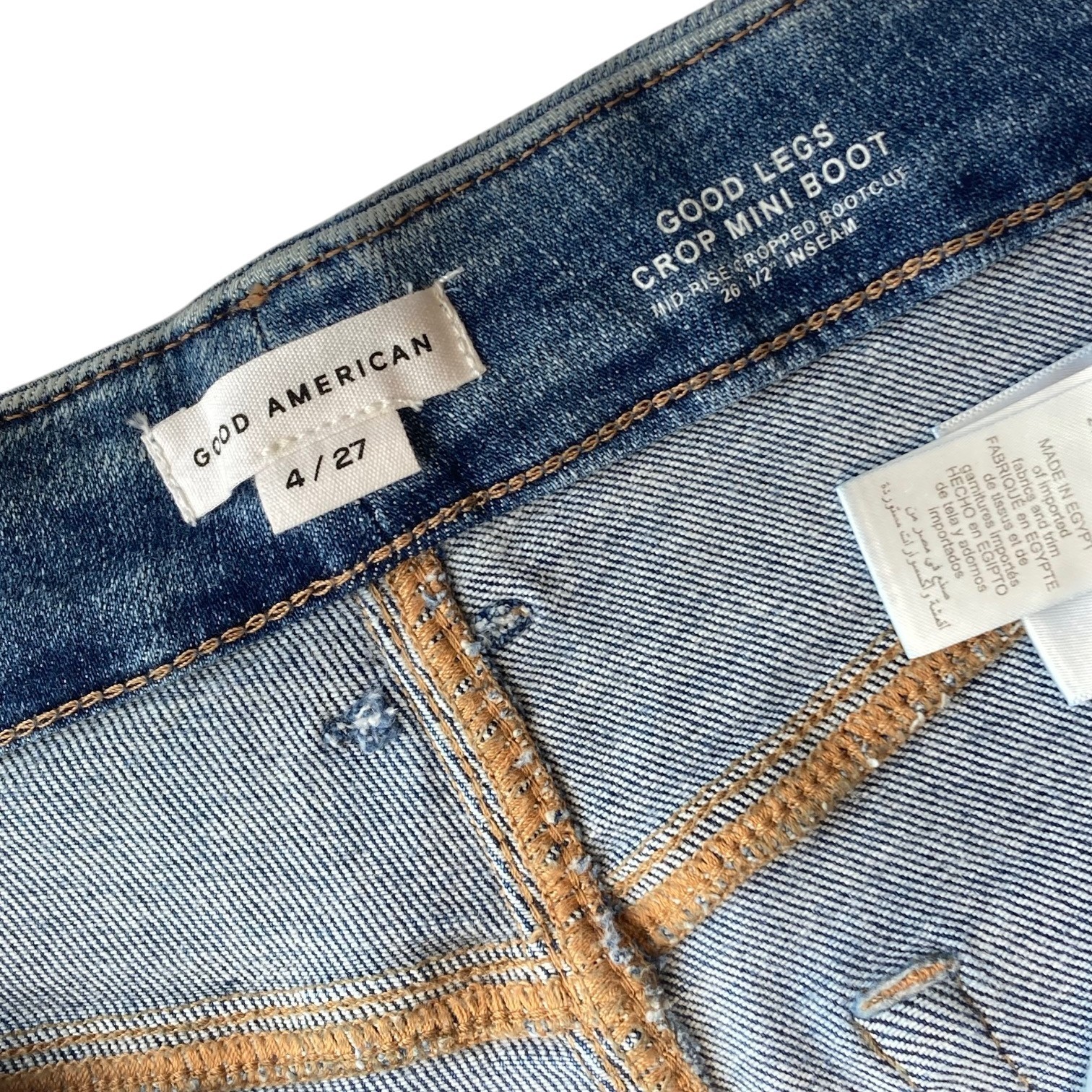 Good American Good Legs Crop Mini Boot Jeans Skinny Fit Womens 4 Indigo 917 NWT