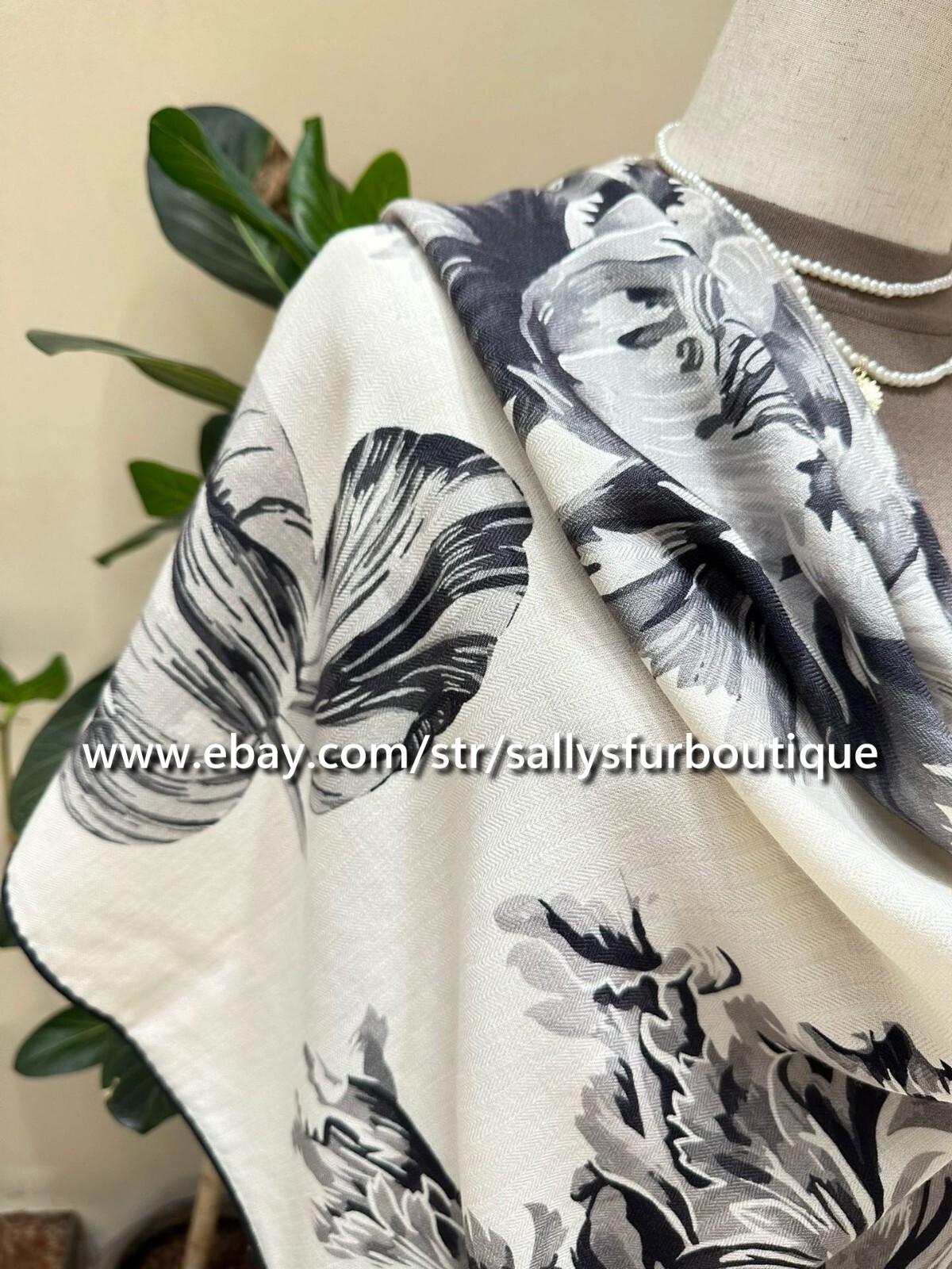Sallys Cashmere & Silk Wrap Scarf Tulips Print 2 Face Triangle Shawl 190*90cm