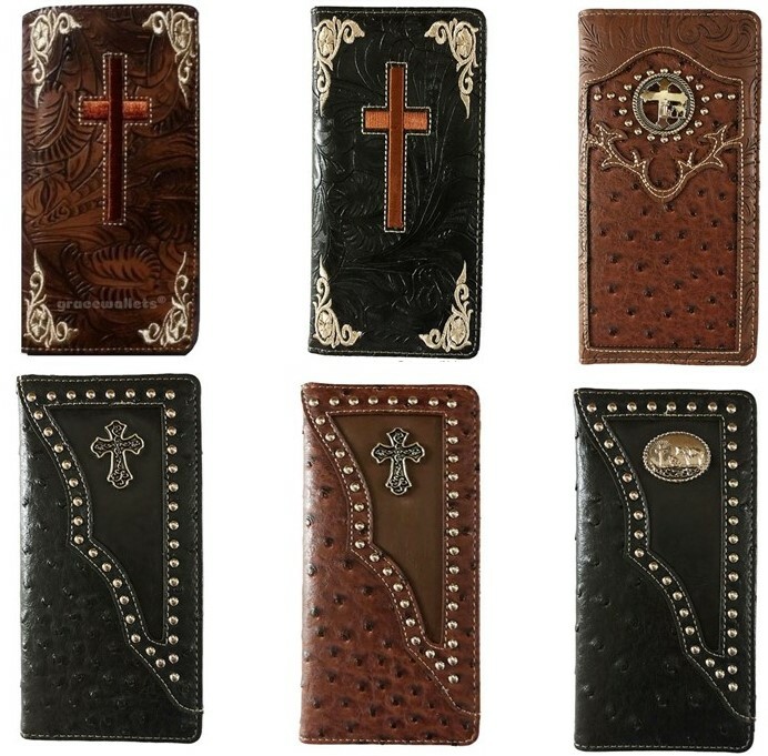 Cross, Cross Praying Cowboy Men Western Wallets Bifold Check Book Style