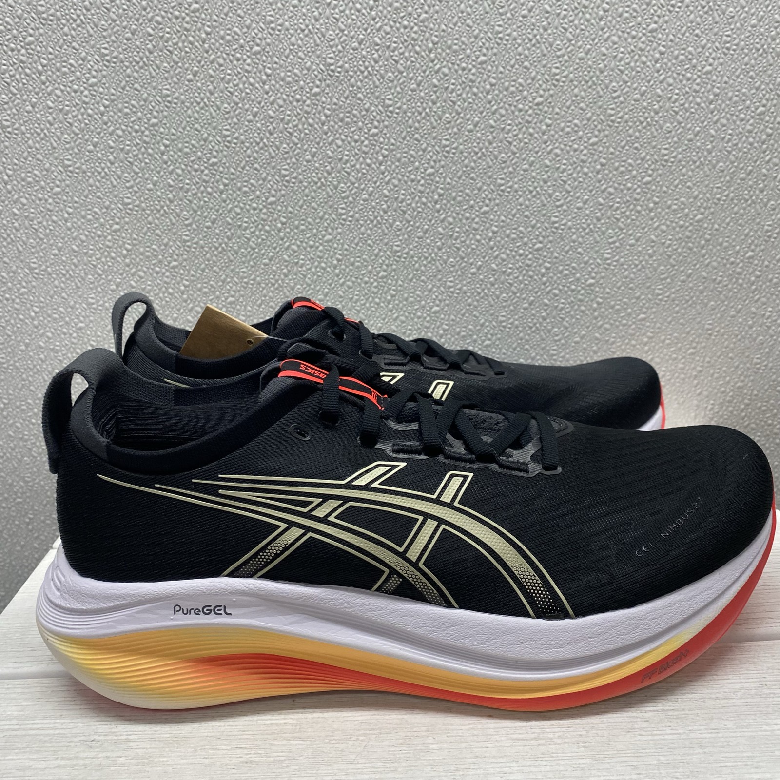 Asics Mens Size 11 Gel Nimbus 27 Athletic Sneakers Black Khaki Lace Up