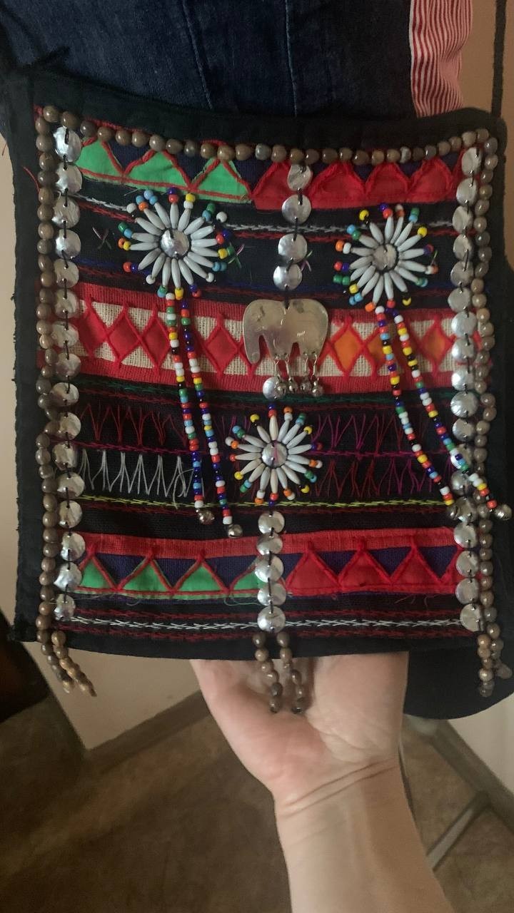 Vintage Ethnic Boho Beaded Crossbody Bag Elephant Festival Embroidered Purse