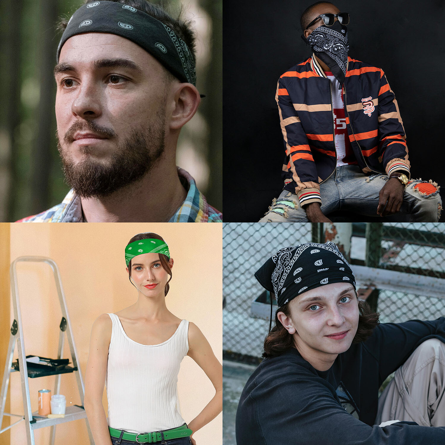 12 Pack Bandanas Multipurpose Cotton Novelty Paisley Bandana Headband Men Women