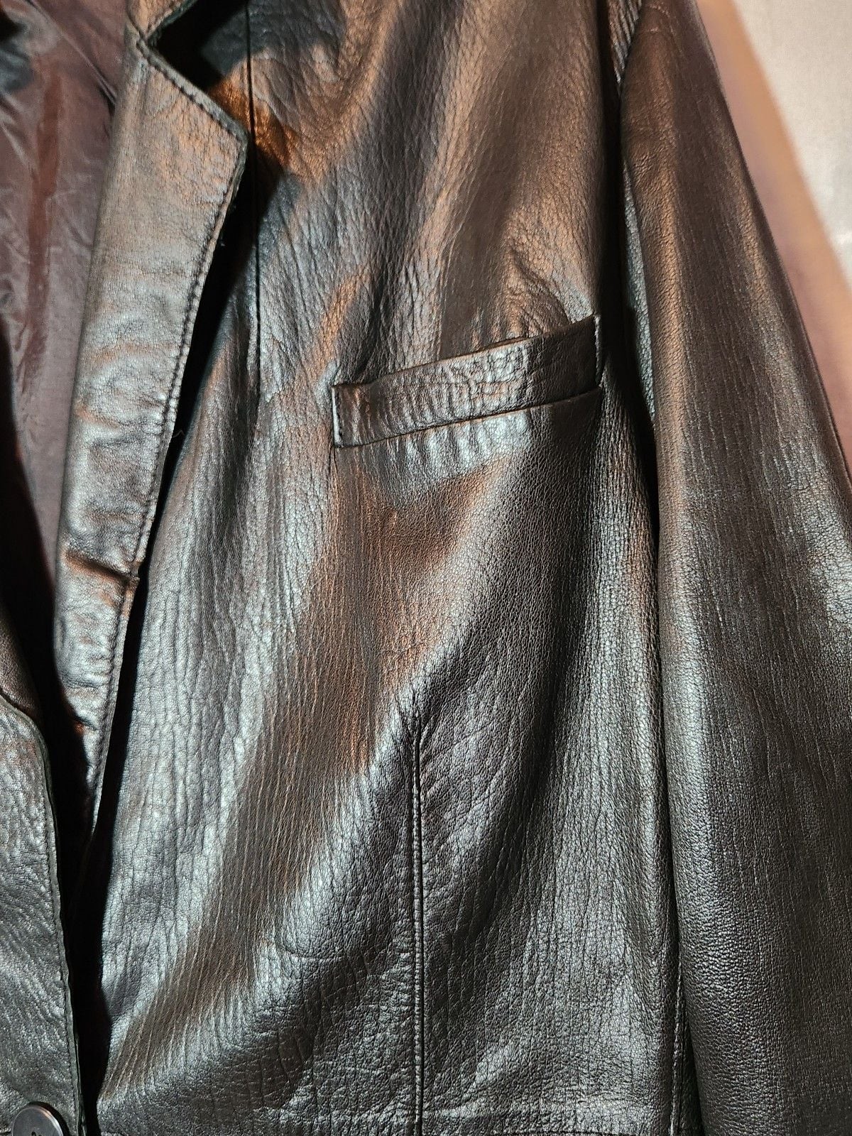 Vintage I.N.C. Genuine Leather Blazer – Black 90s Minimalist Jacket